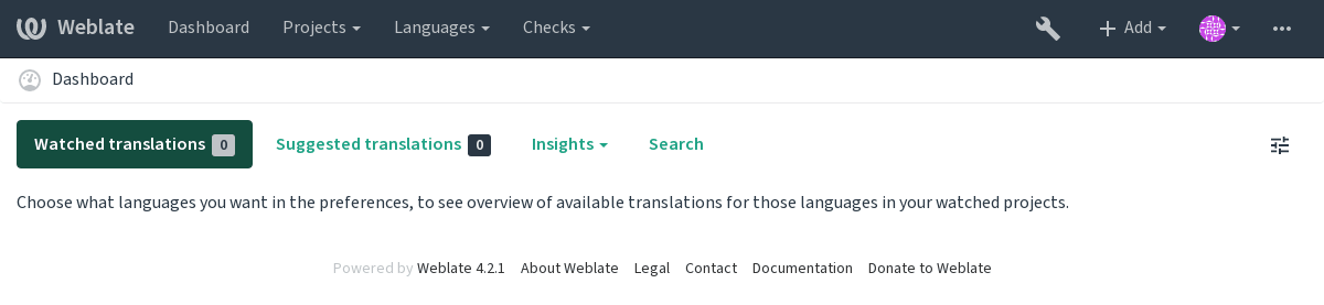 Projetos de tradução — Documentação Weblate 4.2.2